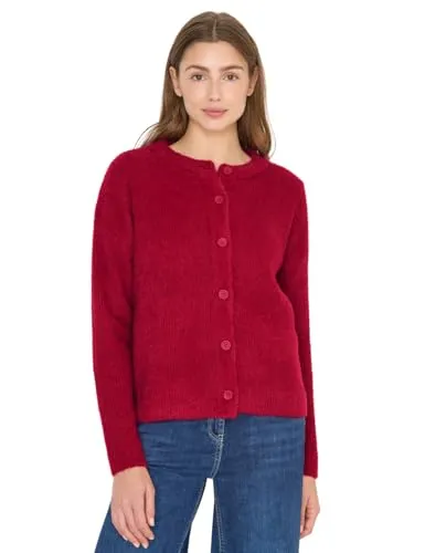 CECIL Federgarn RIPP-Strickjacke Beaujolais red XXL - Strickjacke für Damen mit Knopfleiste und Rundhalsausschnitt, bietet angenehmen Tragekomfort und stilvollen Look für jede Gelegenheit.