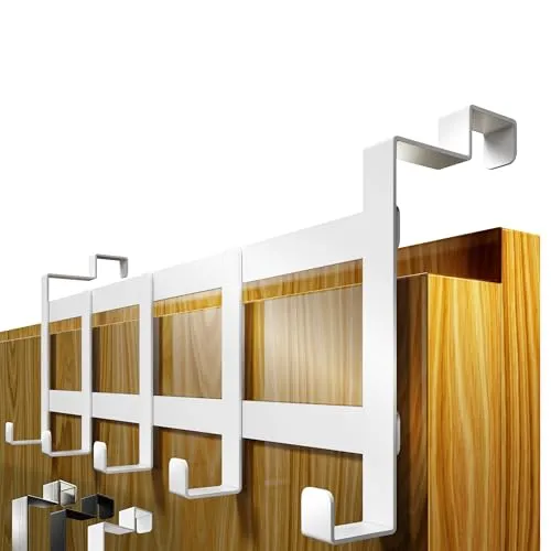 4smile Türgarderobe zum Einhängen, weiß - Edelstahl Türgarderobe Innenseite, platzsparende Türhaken zum Einhängen - Stabile Türhaken Innenseite, Türhakenleiste für die Rückseite der Tür