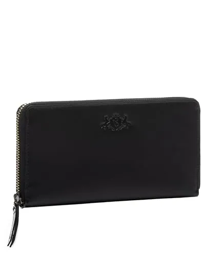 SID & VAIN Geldbörse JERSEY black - Elegantes Echtleder Portemonnaie für Damen - Hochwertige Geldbörse aus echtem Glattleder mit YKK Zipper, bietet viel Platz für Geld und Karten. Ideal für stilbewusste Damen, die Funktionalität und Design schätzen.