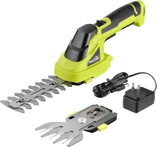 SnapFresh 2-in-1-Grasschere und Heckenschere, kabelloser Rasenschneider für den Garten, tragbare, leichte, handgehaltene Heckenschere, 7,2 V, mit Ladegerät