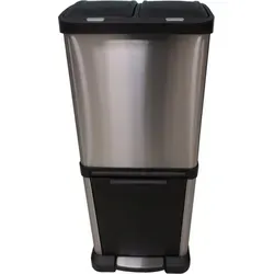 HTI-Living Mülleimer Vivo 2x 8 l + 16 l - Haushaltszubehör mit 3 Behältern und praktischem Trittmechanismus für hygienisches Entsorgen, modernes Design in Silber und Schwarz.