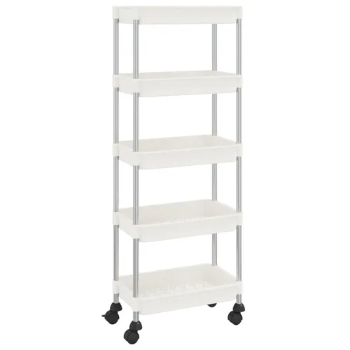 Servierwagen Küchentrolley 5 Etagen - Modern und Praktisch - Küchenwagen mit 5 Regalen, ideal für Küche oder Bad. Mobil dank 4 Rädern und modernem Design. Maße: 40x22x116 cm. Perfekt für zusätzlichen Stauraum!