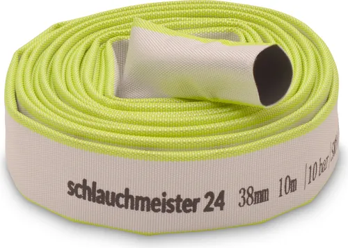 Ø 1 1/2 Zoll - 38 mm, 10 Meter Industrieschlauch | Robuster Flachschlauch für vielseitige Anwendungen - Gartenschlauch für Tauch- und Schmutzwasserpumpen, temperaturbeständig von -20°C bis +60°C, robust und verrotungsfest, ideal für Industrie und Gartenbau.