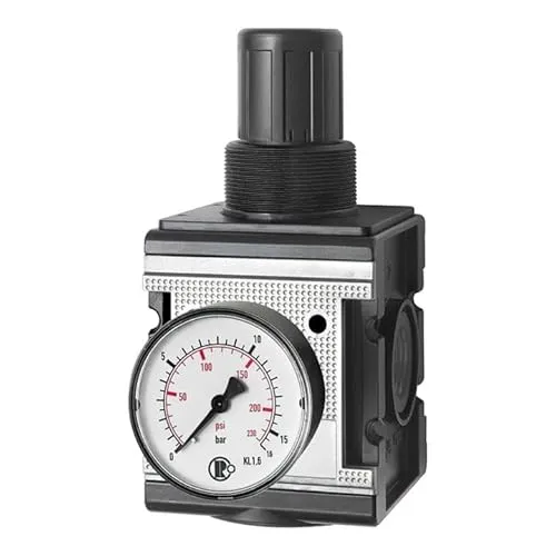 Druckregler »multifix« mit Manometer - Druckluftzubehör für präzise Druckregelung, mit einem Regelbereich von 0,5 - 10 bar und einfacher Handhabung durch arretierbares Handrad.