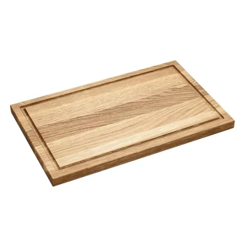Holzschneidebrett rechteckig Eichenholz, Schneidebrett für die Küche, aus robuster Eiche, mit Saftrille (Mittel 40 x 25 cm)