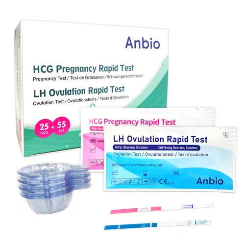 Anbio 55 Ovulationstest 25 miu/ml + 25 Schwangerschaftstest Frühtest 10 miu/ml