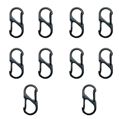 Stück S Karabiner Mini Karabinerhaken Metall Doppelkarabiner 8 Förmiger 2 Öffnungen 40mm Karabiner Klein für Outdoor Camping Zuhause Wandern Schwarz 10