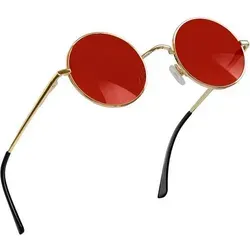 Sonnenbrille Herren A09-rund Gold Rot-nicht Polarisiert Wie die Bilder