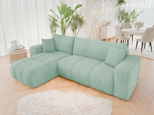 MIRJAN24 Ecksofa Furyn - Universelles L-Form Sofa mit Schlaffunktion und Bettkasten in Coral 55 - Sofa Furyn in L-Form mit Schlaffunktion und Bettkasten. Optimal für Wohnzimmer, komfortable Maße: 244x145x82 cm, Schlaffläche 200x130 cm.