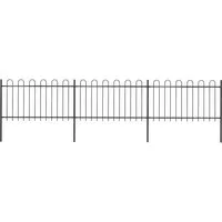 vidaXL Gartenzaun mit Bügel-Design 5,1 x 1 m - Schwarz - Metallzaun aus pulverbeschichtetem Stahl, stabil und langlebig. Ideal für elegante Abgrenzungen, einfach zu montieren und erweiterbar für individuelle Gestaltung.