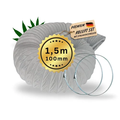 100mm 1,5m Abluftschlauch für Growbox Homebox Grow Schlauch Abluft Set
