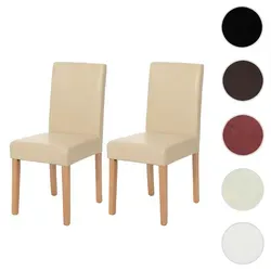 2er-Set Esszimmerstuhl Littau - Kunstleder, creme, helle Beine - Stühle für Esszimmer, Wohnzimmer oder Küche - Bequeme Polsterung und modernes Design sorgen für hohen Sitzkomfort und stilvolle Akzente in Ihrem Zuhause.