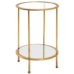 HAKU Möbel Beistelltisch Gold - Art Deco Design, Metall und Sicherheitsglas, elegante Ablagen und hohe Stabilität