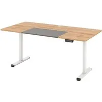 Costway Höhenverstellbarer Schreibtisch 140 x 70 cm Elektrisch Natur - Ergonomischer elektrischer Stehschreibtisch mit verstellbarer Höhe von 72 bis 116 cm. Ideal für flexibles Arbeiten im Sitzen oder Stehen, mit praktischer Kabelorganisation und 3 Speicherfunktionen für individuelle Höheneinstellungen.