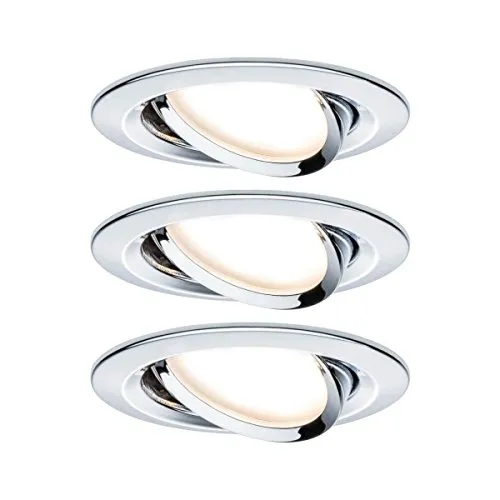 Paulmann 93434 Einbauleuchte 3er Set - Glänzendes Chrom für modernes Ambiente - Lampen, stilvolles 3er Set mit 19.5W Leistung, ideal für eine elegante Beleuchtung in Wohnräumen.