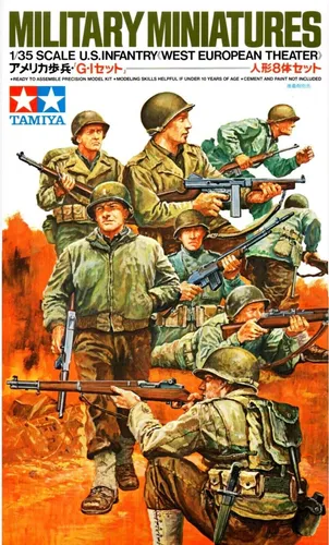 Tamiya 300035048 U.S. Infantry Eur Theater - 1:35 WWII Figuren-Set, detaillierter Modellbausatz für Bastelenthusiasten