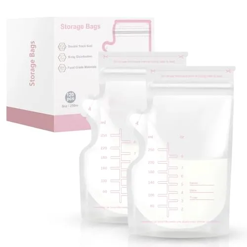 Stück Muttermilchbeutel, 250ml / 8oz Einweg-Milch Muttermilch Aufbewahrung BPA-freie Milchbeutel für Muttermilch mit Ausgießer für das Stillen Auslaufsicher Kann Eingefroren Werden 120