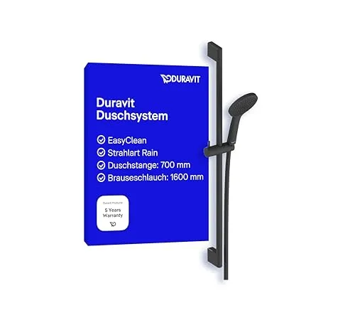 Duravit Brauseset mit Handbrause 1jet 11 cm - Brausegarnituren in edlem schwarz matt, ideal für modernes Bad-Design mit 1 Strahlart und flexibler Brausestange.