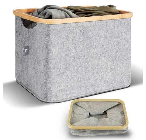 HENNEZ Aufbewahrungskorb 40l - Dekokörbe für IKEA KALLAX Regal, stilvoller Filzkorb in Grau/Braun, ideal zur praktischen und dekorativen Aufbewahrung.