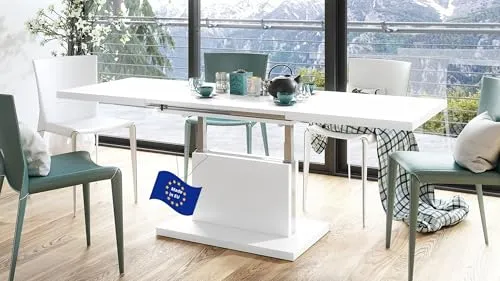 Mazzoni Aston Ausziehbarer Couchtisch 120/200cm - Esszimmertisch mit stufenloser Ausziehfunktion und Höhenverstellung von 56 cm bis 74 cm, ideal für kleine Räume und vielseitige Nutzung als Couchtisch oder Esstisch.