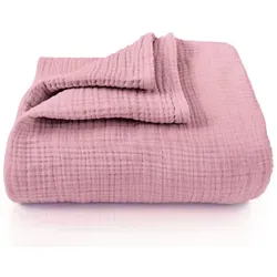 Premium Musselin Babydecke 4-lagig aus 100% Baumwolle in pink von LAYNENBURG