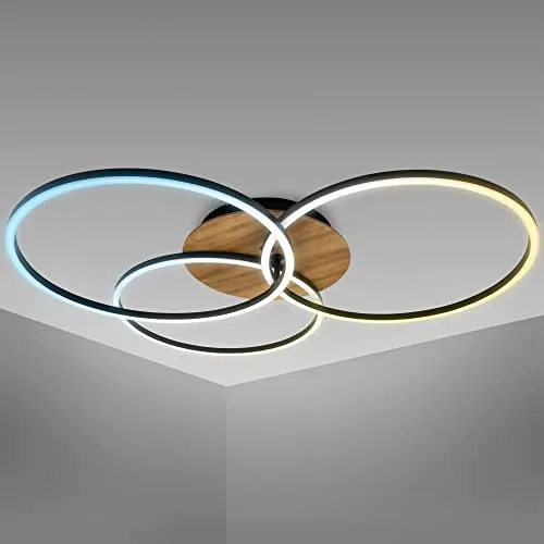 B.K.Licht LED Deckenleuchte BK_FR1528 - Moderne LED-Deckenlampe mit Farbtemperatursteuerung, dimmbar über Fernbedienung, warmweiß bis kaltweiß (3.000-6.500K) und 4.400 Lumen. Ideal für stimmungsvolle Beleuchtung in jedem Raum.