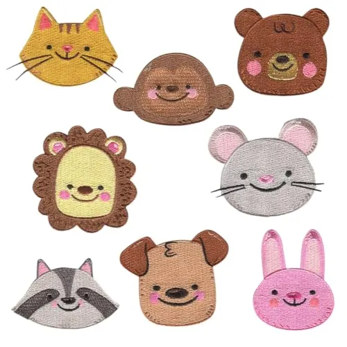 Catch the Patch Tier Kopf Set 8 Stück – Kreative Aufbügler für Kinder - Ideal für kreative Projekte: Diese Aufnäher sind perfekt zum Verzieren von Kleidung, Schulranzen und Rucksäcken. Einfach zu verarbeiten und in liebevollem Design – ein tolles Geschenk für kleine Künstler!