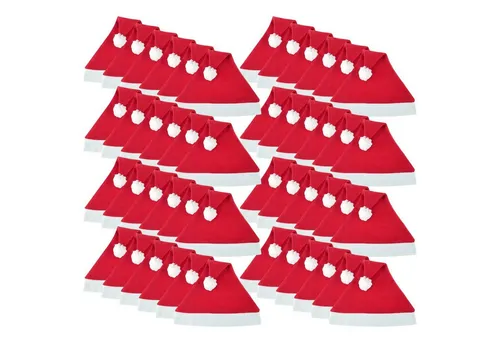 Wellgro Bommelmütze 48 Weihnachtsmützen mit Bommel - 30 x 30 cm (BxH), Einheitsgröße