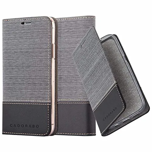 Cadorabo Hülle kompatibel mit Apple iPhone 13 MINI aus Premium Jeans und Kunst Leder Flip Klappbare Stoßfeste Magnetische [Standfunktion] [Kartenfächern] Cover Hülle für iPhone 13 MINI Tasche in Grau
