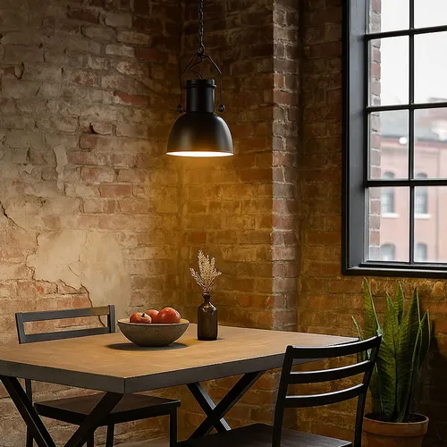 LED Hängelampe Industrial Design - Pendelleuchte für Wohnzimmer und Küche - Stilvolle Pendelleuchte aus schwarzem Metall, ideal für Essbereiche und Wohnzimmer. Mit 10,5W LED-Leuchtmittel für warmweißes Licht, schafft eine gemütliche Atmosphäre.