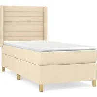 vidaXL Boxspringbett mit Matratze Creme 90x200 cm