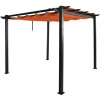 Berlinlodge Pergola Rot, 300x240 cm - Moderner Sicht- und Sonnenschutz - Moderne Pergola in Rot mit pulverbeschichtetem Stahlgestell. Ideal für den Garten, bietet Schutz und Stil. Selbstmontage mit Anleitung. Maße: 300x240 cm.