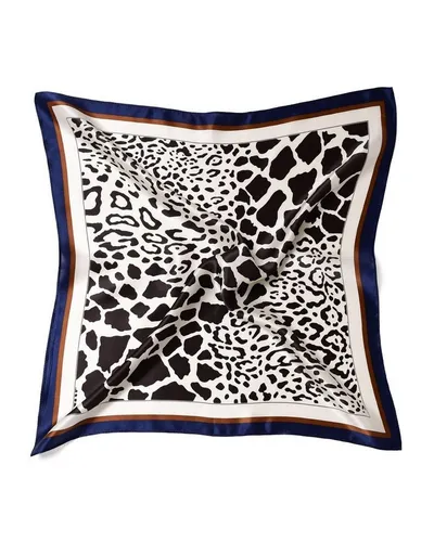 MayTree Seidentuch quadratisch Safari 53x53 cm - Elegantes Nickituch aus 100% Seide in Schwarz, Weiß und Blau, ideal für modische Akzente. Perfekt für jeden Anlass!