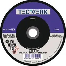 Tecwerk Trennscheibe Action D125x1mm Ger.inox Bohr.22,23mm Tecwerk