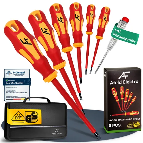 Elektriker Schraubendreher Set VDE 1000V – inkl. Phasenprüfer & Tasche