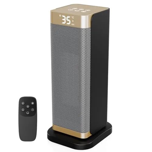 DDHTSAL 2000W Energiesparend Heizlüfter Leise - 3 Gänge PTC Keramik Schnell Heizung mit ECO Konstante Temperatur, Fernbedienung, 12H Timer, 70°-Schwenkfunktion für Büro, Schlafzimmer, Badezimmer