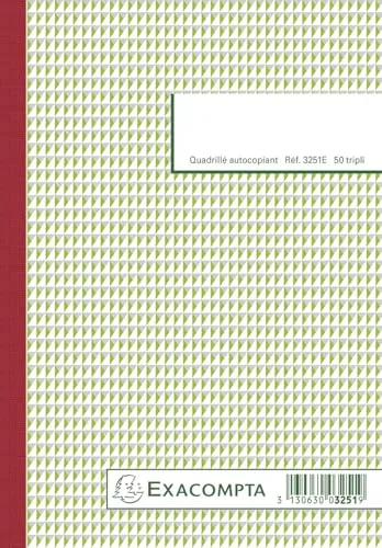 Exacompta 3251E Durchschreibebuch A5 kariert, 10 Stück - Blöcke & Formulare: Hochwertiges Durchschreibebuch mit 50 Blatt, ideal für präzise Kopien und Notizen in dreifacher Ausführung.