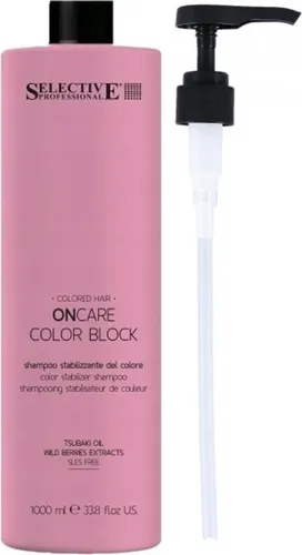 SELECTIVE ON CARE Color Block Shampoo 1000ml - Shampoo für farbige Haare, spendet Feuchtigkeit und stabilisiert die Farbe für glänzende, vitale Ergebnisse. Ideal für die Pflege gefärbter Haare.