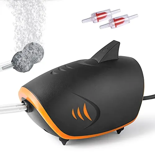 FEDOUR 4W Aquarium Luftpumpe mit 2 Ausgängen - Leise Aquarium-Luftpumpe für 50-700L Aquarien, bietet starken Luftdruck und ein innovatives Design, das Geräusche auf unter 35 dB reduziert.
