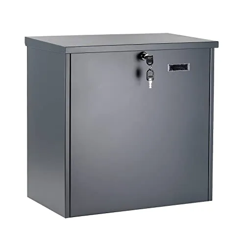 Wiltec Paketkasten grau 508 x 315 x 500 mm - Wandbriefkasten mit innovativem Einwurfsystem für sichere Paketannahme, ideal für Pakete bis 460 x 240 x 450 mm, modernes Design für jeden Eingangsbereich.