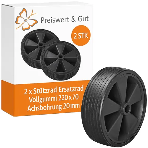 2x Ersatzrad Stützrad für Anhänger – Ø 215mm, 20mm Achsbohrung