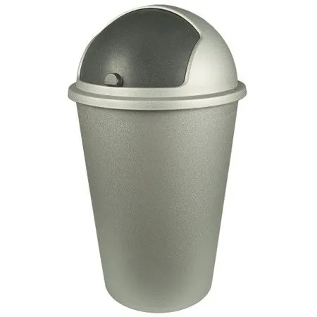 Mülleimer Abfalleimer Schiebedeckel 50 L Mülltrenner Silber