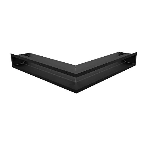 KRATKI Lüftungsgitter Luft | offenes Eckkamingitter 560 x 560 x 90 mm | Schwarz | Abluftgitter für Kamin Belüftung | Lufteinlass in einem Winkel von 45 Grad | Ideal für Moderne Innenräumen