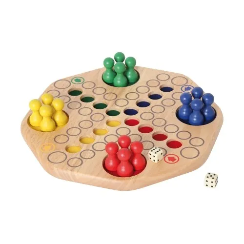 Ludo aus Holz - 30cm - Gesellschaftsspiel für 2-4 Personen, aus hochwertigem Holz gefertigt und ideal für Familienabende. Fördert die Interaktion und macht Spaß für Jung und Alt.