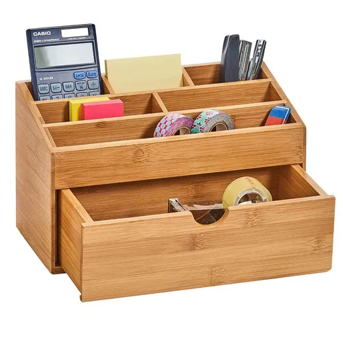 Zeller Schreibtisch-Organizer natur Bambus 6 Fächer 25,4 x 12,5 x 15,0 cm
