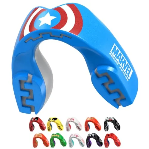 Marvel Captain America Sport Zahnschutz Erwachsene und Kinder Sport Mundschutz Für alle Vollkontakt-Sportarten einschließlich Rugby, MMA, Kampfsport, Kickboxen, Judo, Hockey & Boxe