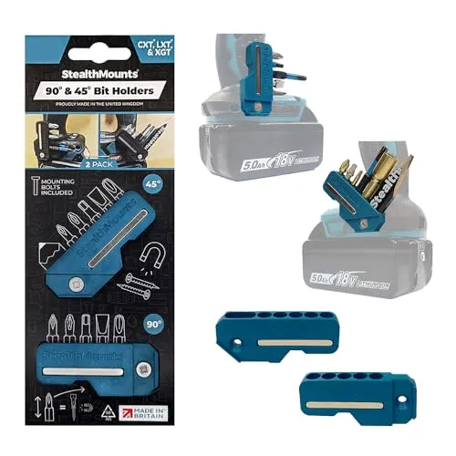 StealthMounts Makita 45° & 90° Blau Magnetischer Bit-Halter | Bit Organizer für Bohrer | Idealer Bit-Halter für Makita -Bohrer und -Schlagschrauber (2er Pack)