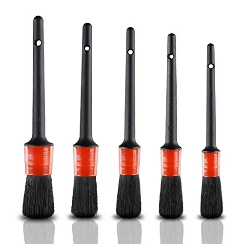 DollaTek 5 Stück Detailbürsten Reinigungsbürsten Weiche Haarbürsten Bürste zum Reinigen von Rädern/Motor/Interieur/Embleme/Interieur/Exterieur/Lüftungsschlitze