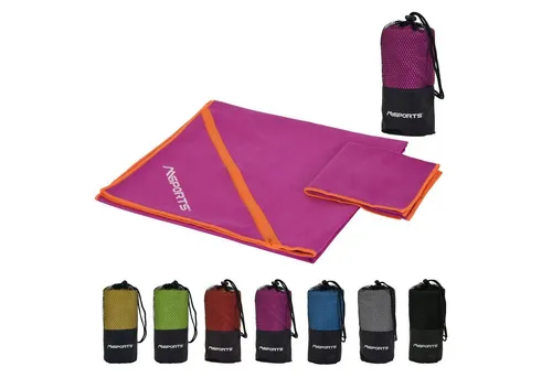 MSports® Gymnastikmatte Mikrofaser Handtuch 2er Set inkl. Tragetasche (Handtuch 2er Set inkl. Tragetasche Violett)