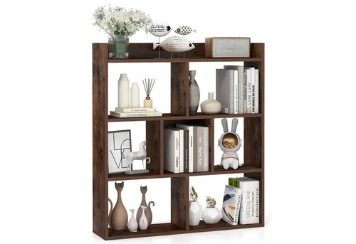 COSTWAY Bücherregal, mit 7 Würfeln & offener Ablage, Holz, 20x80x90cm